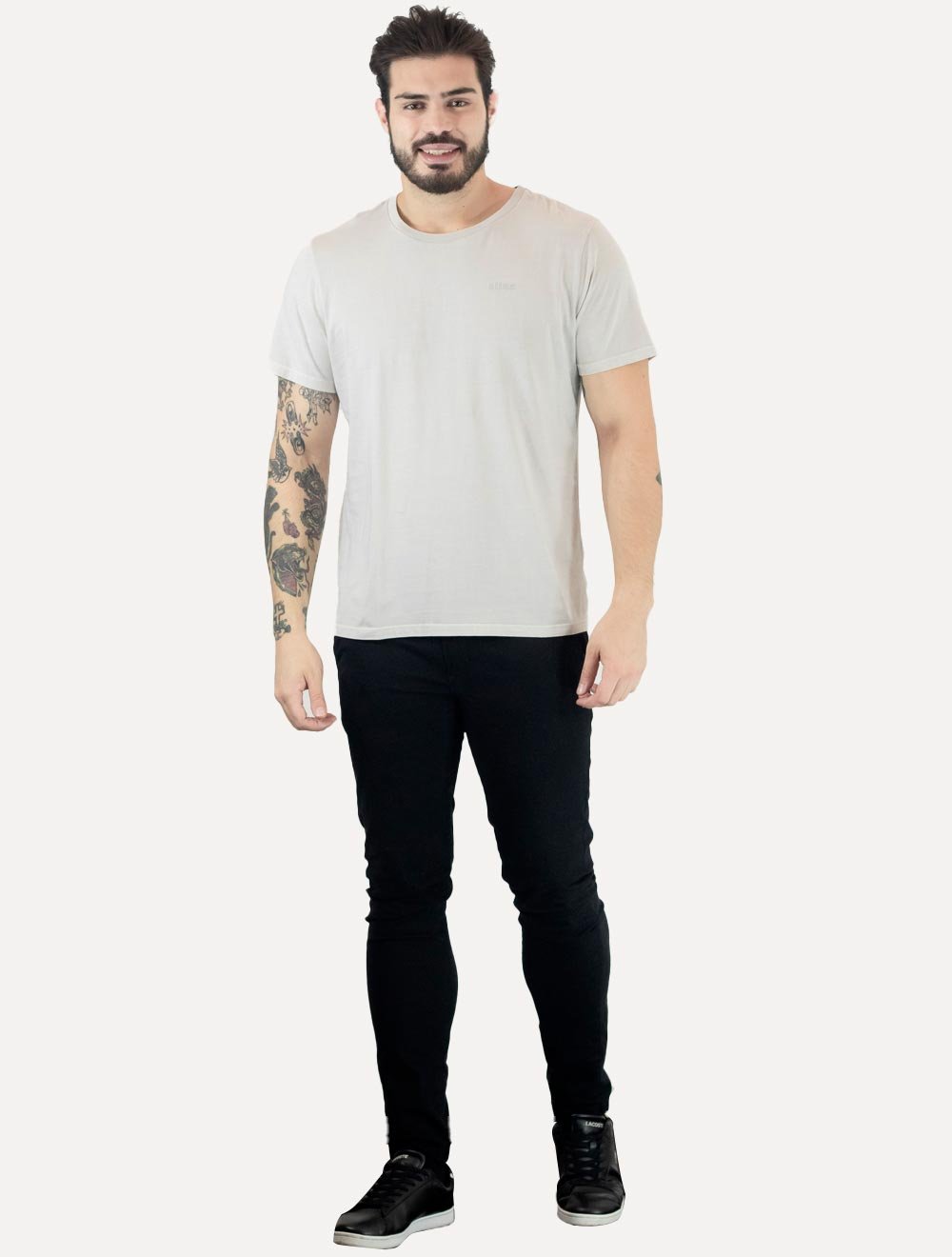Camiseta Ellus Masculina Cotton Fine Grunge Gothic Classic Off-White