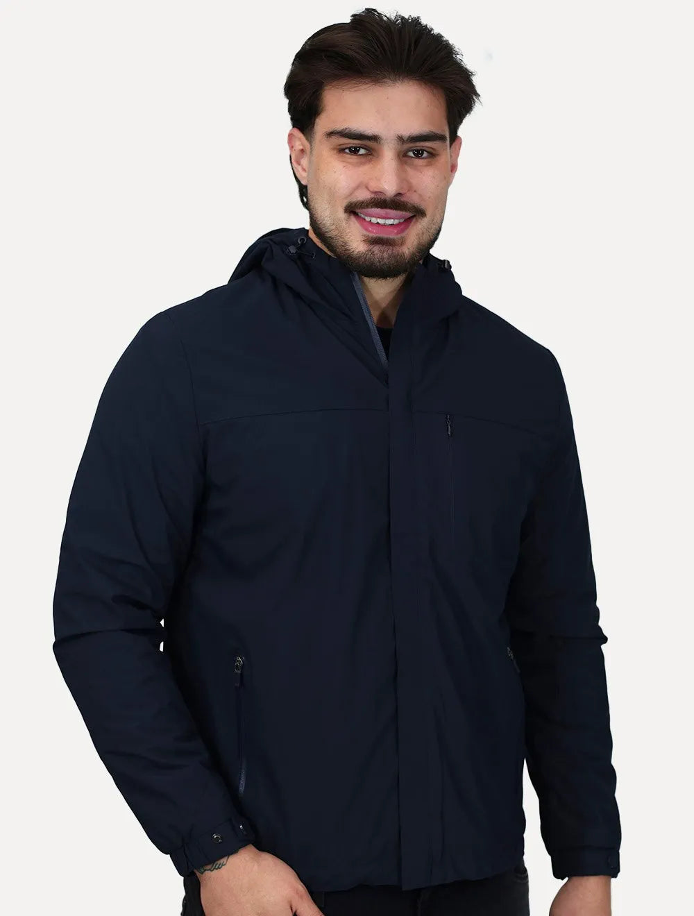 Jaqueta Dixen Masculina Corta-Vento Nylon Pocket Zip Azul Marinho