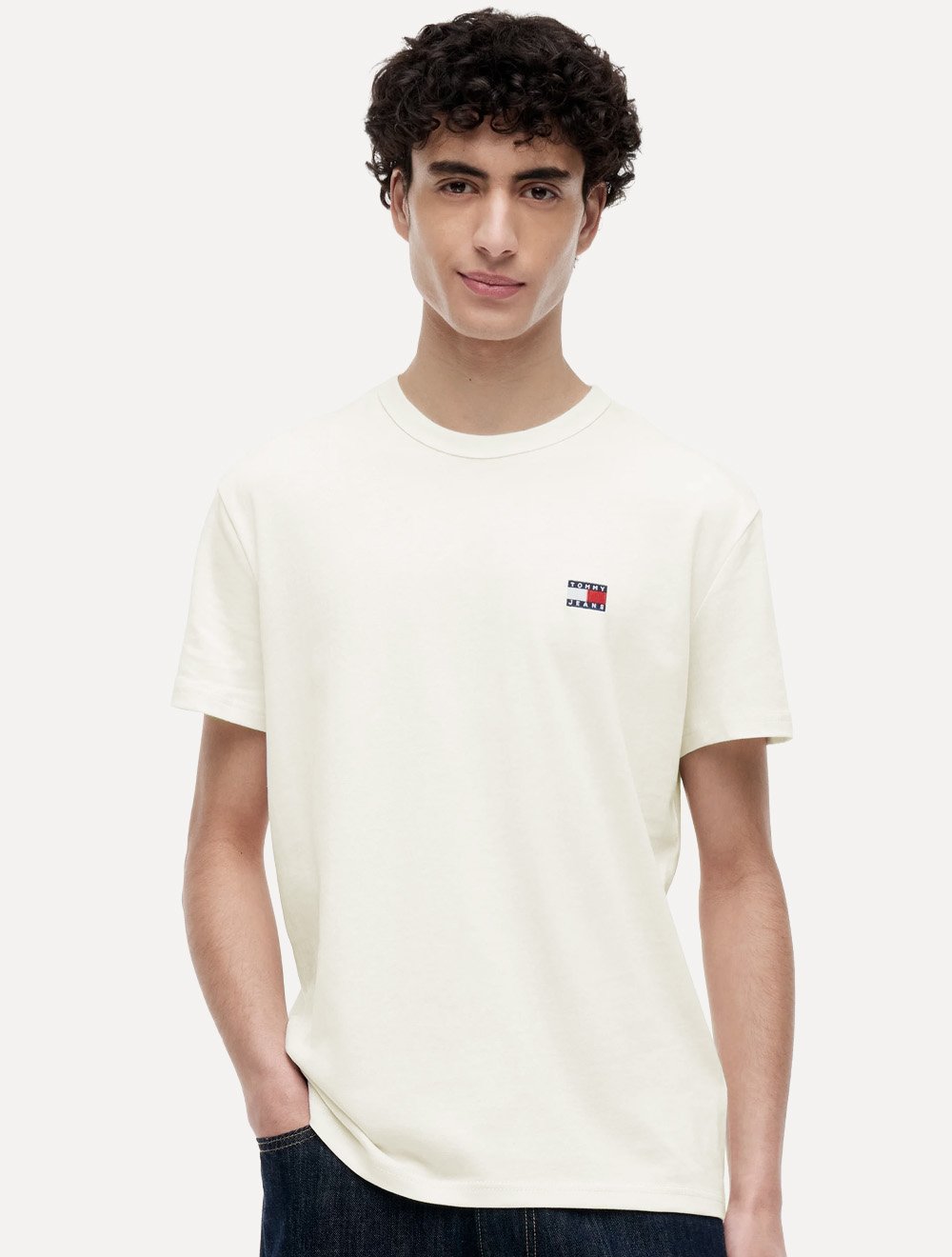 Camiseta Tommy Hilfiger Masculina Regular Badge Logo Tee Off White