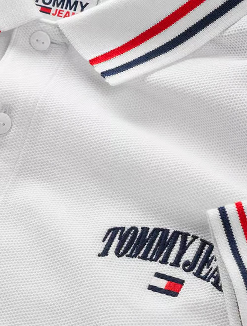 Polo Tommy Jeans Masculina Piquet Regular Graphic Tipped Branca