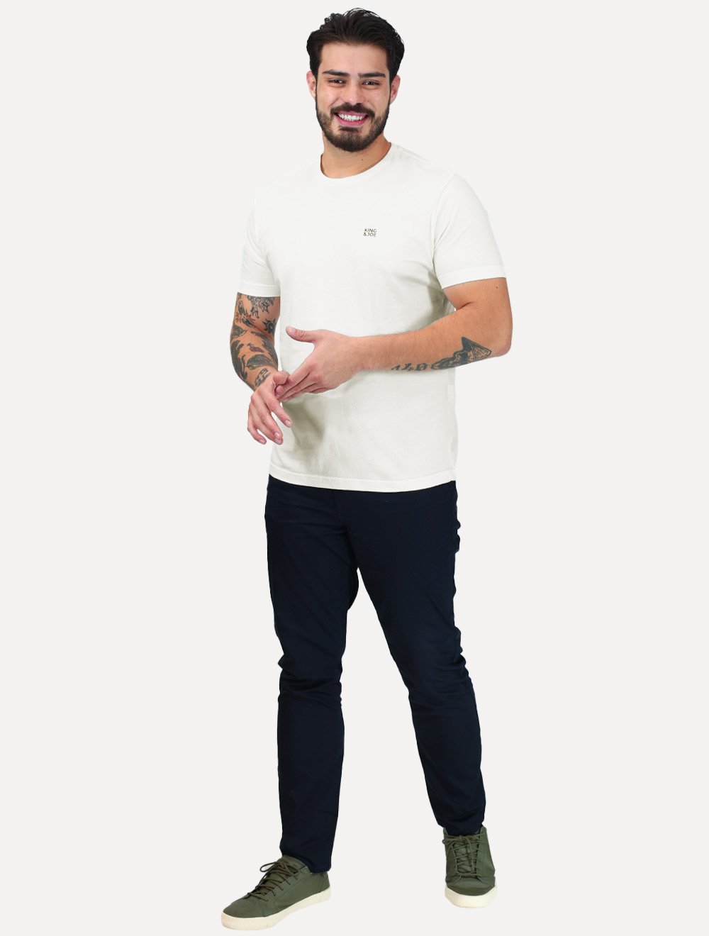 Camiseta King & Joe Masculina Basica Logotipo Off White