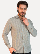Camisa Dudalina Masculina Comfort Superfine Slim Tricoline Xadrez Mono Logo Cáqui Escuro