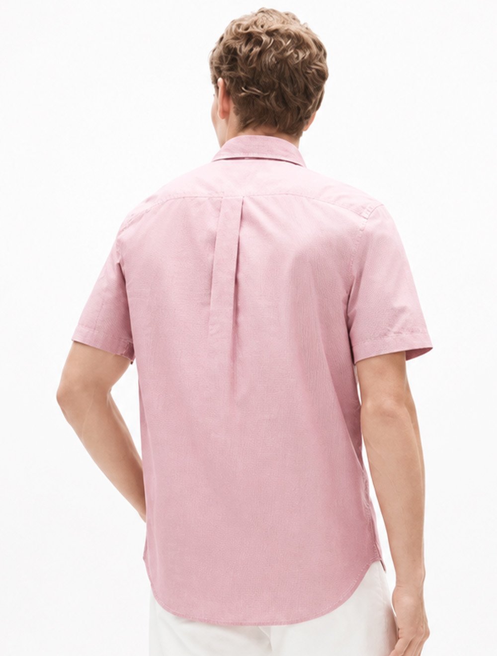 Camisa Tommy Hilfiger Masculina Manga Curta Regular Houndstooth Mini Xadrez Rosa