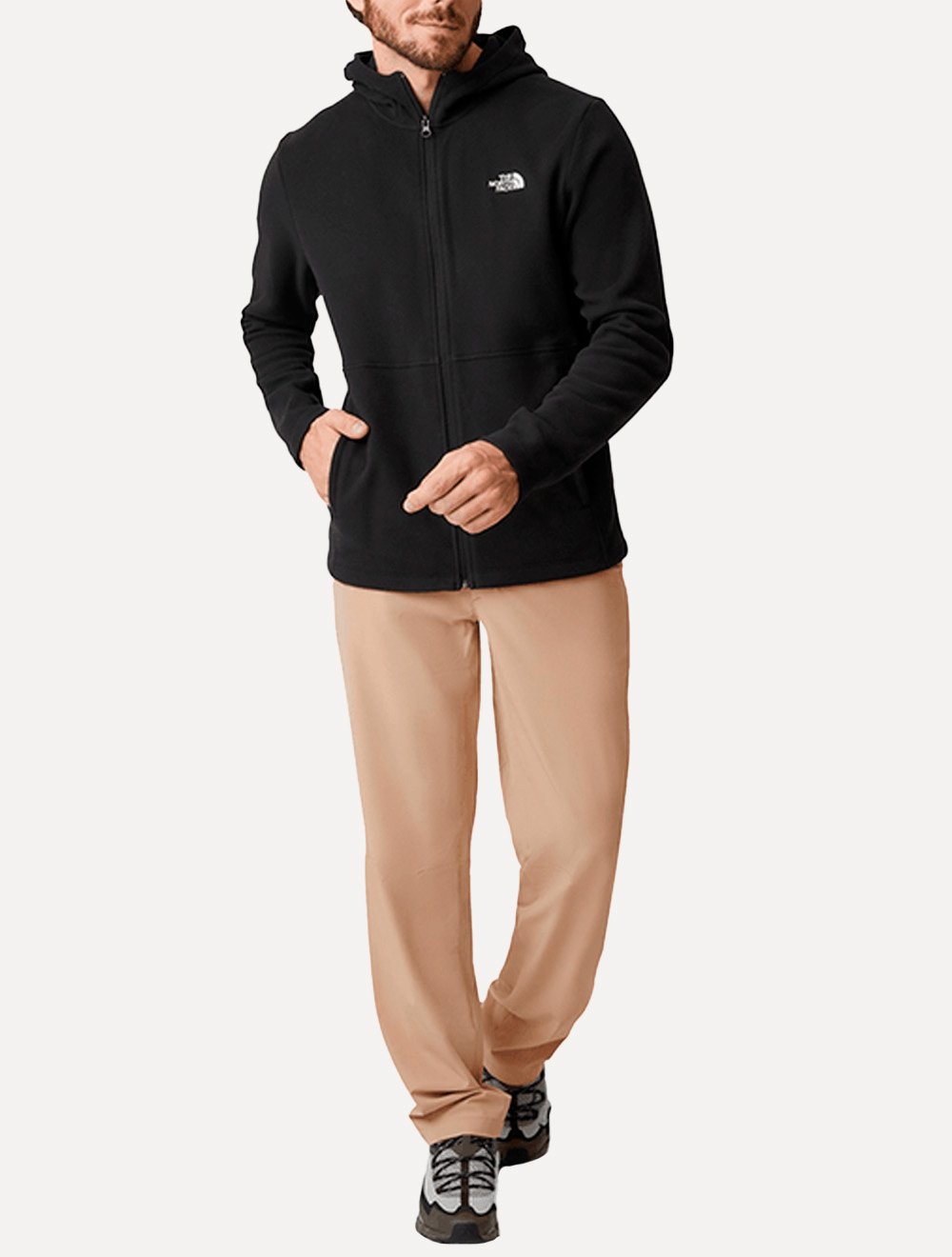 Blusa The North Face Masculina Fleece Glacier Full Zip Com Capuz TNF Preta