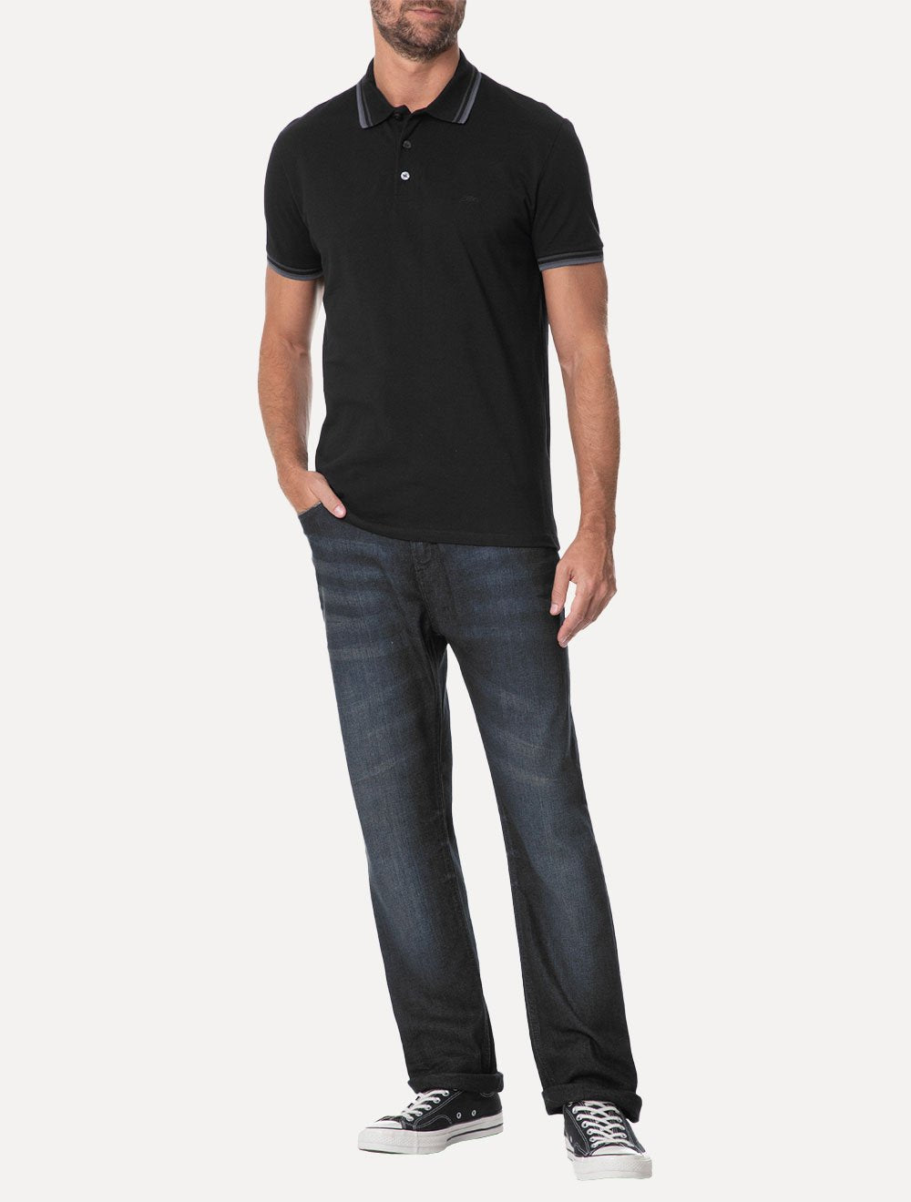 Polo Ellus Masculina Piquet Triple Short Signature Preta