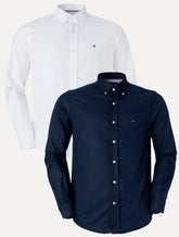 Kit Camisas Masculinas Tommy Hilfiger | Regular Core Oxford Azul Marinho/Branca 2UN