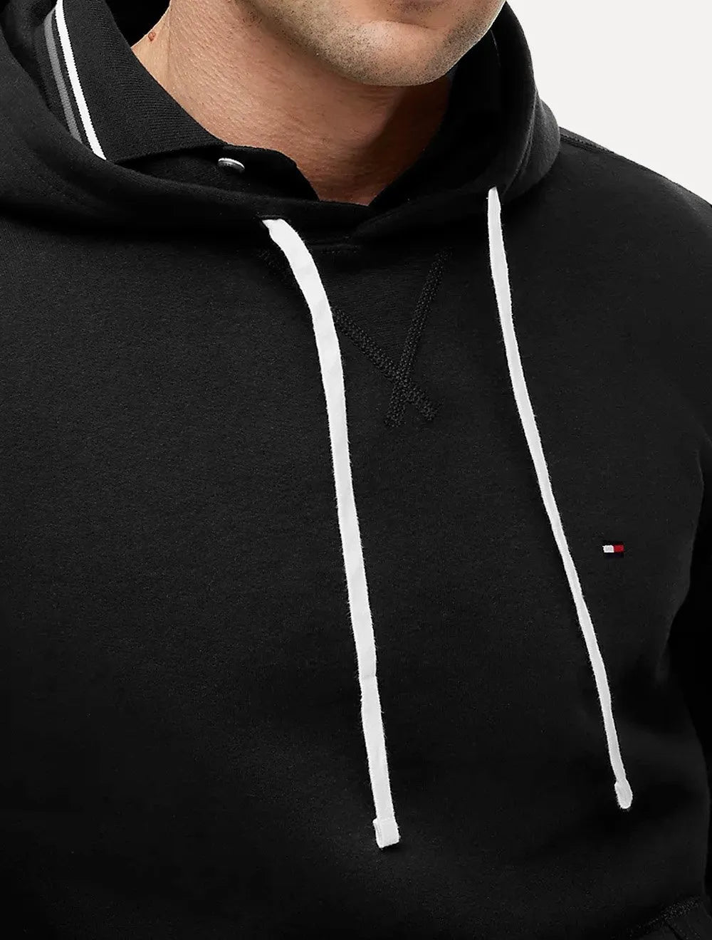 Moletom Tommy Hilfiger Masculino Essential Fleece Hoody Flag Preto