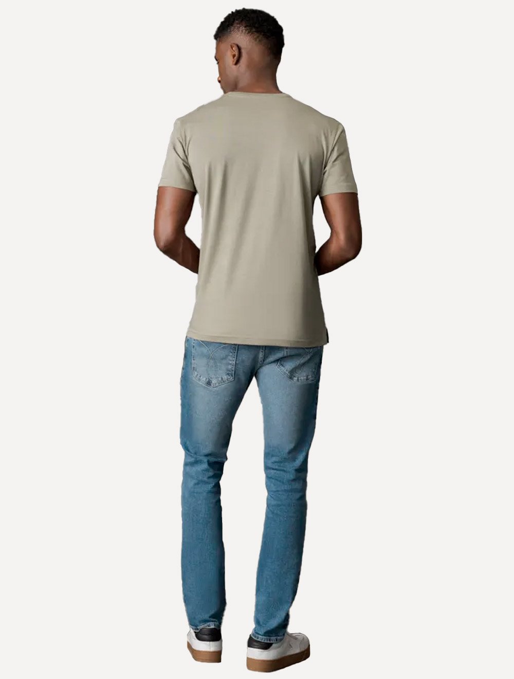 Camiseta Calvin Klein Jeans Masculina Crewneck Essentials Cáqui Médio