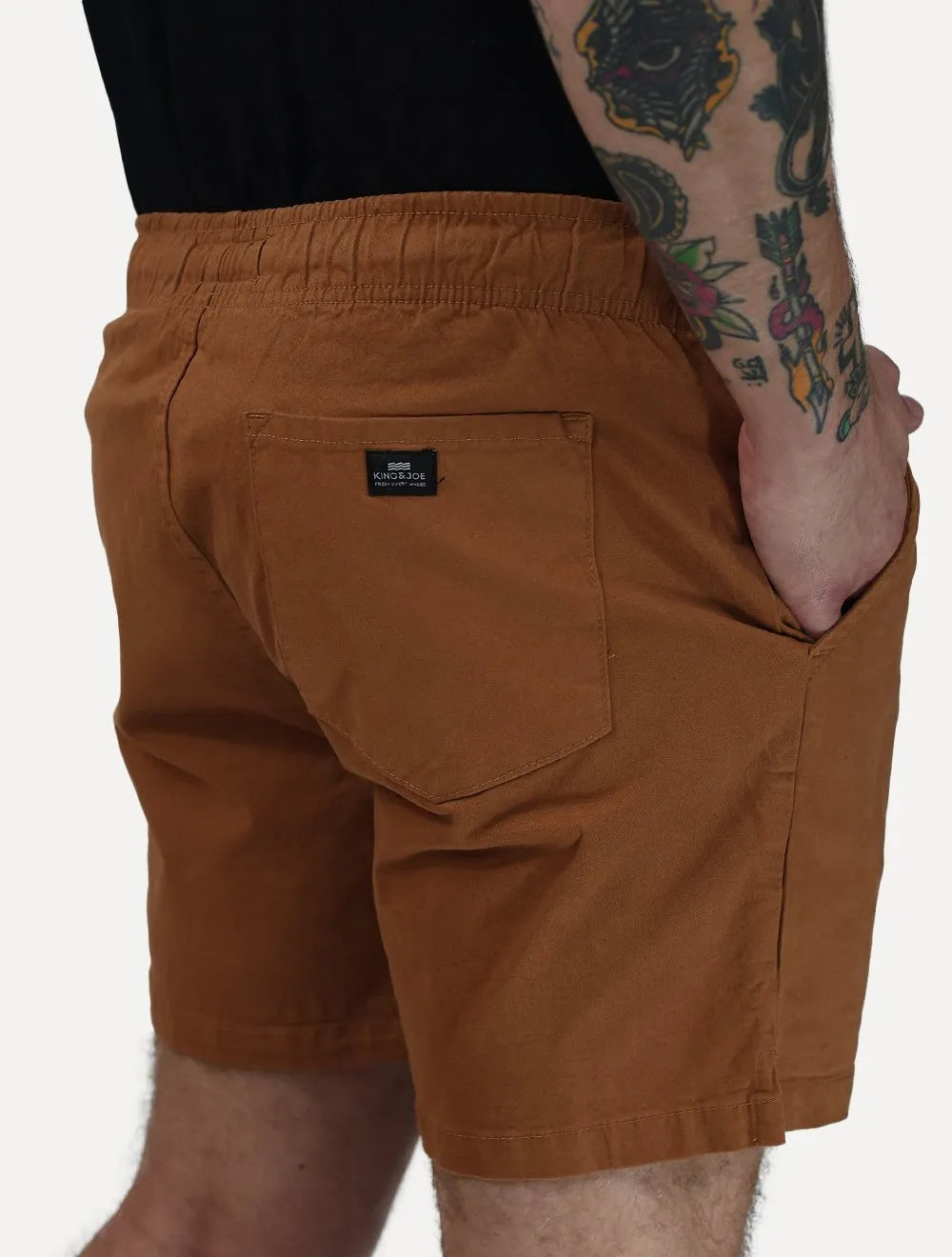 Short King & Joe Masculina Sarja Flex Twill Peach Marrom