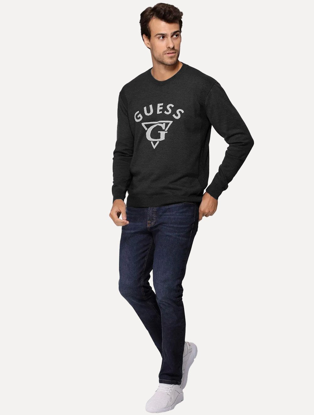 Blusa Guess Masculina Tricot Pullover Triangulo Preta