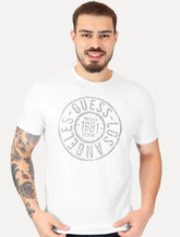 Camiseta Guess Masculina Washed Stamp Branca