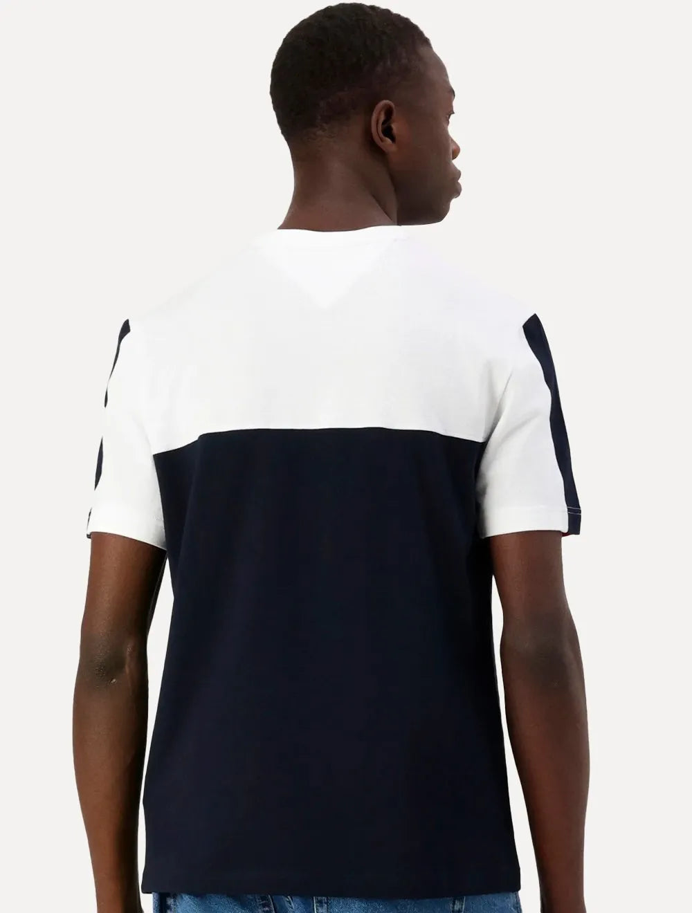 Camiseta Tommy Hilfiger Masculina Piquet Global Stripe Colourblock White Marinho
