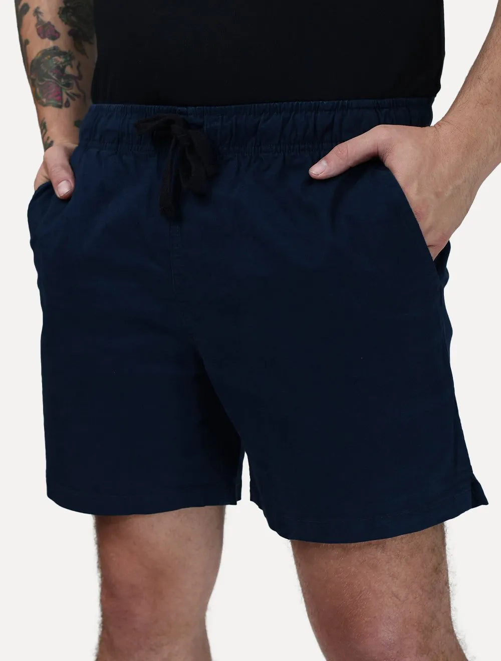 Short King & Joe Masculina Sarja Flex Twill Peach Azul Marinho