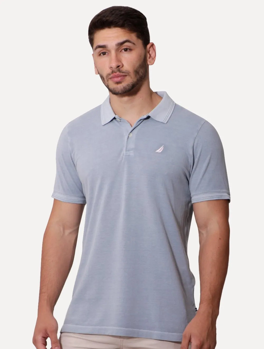 Polo Nautica Masculina Piquet Laundry Stoned Azul Médio