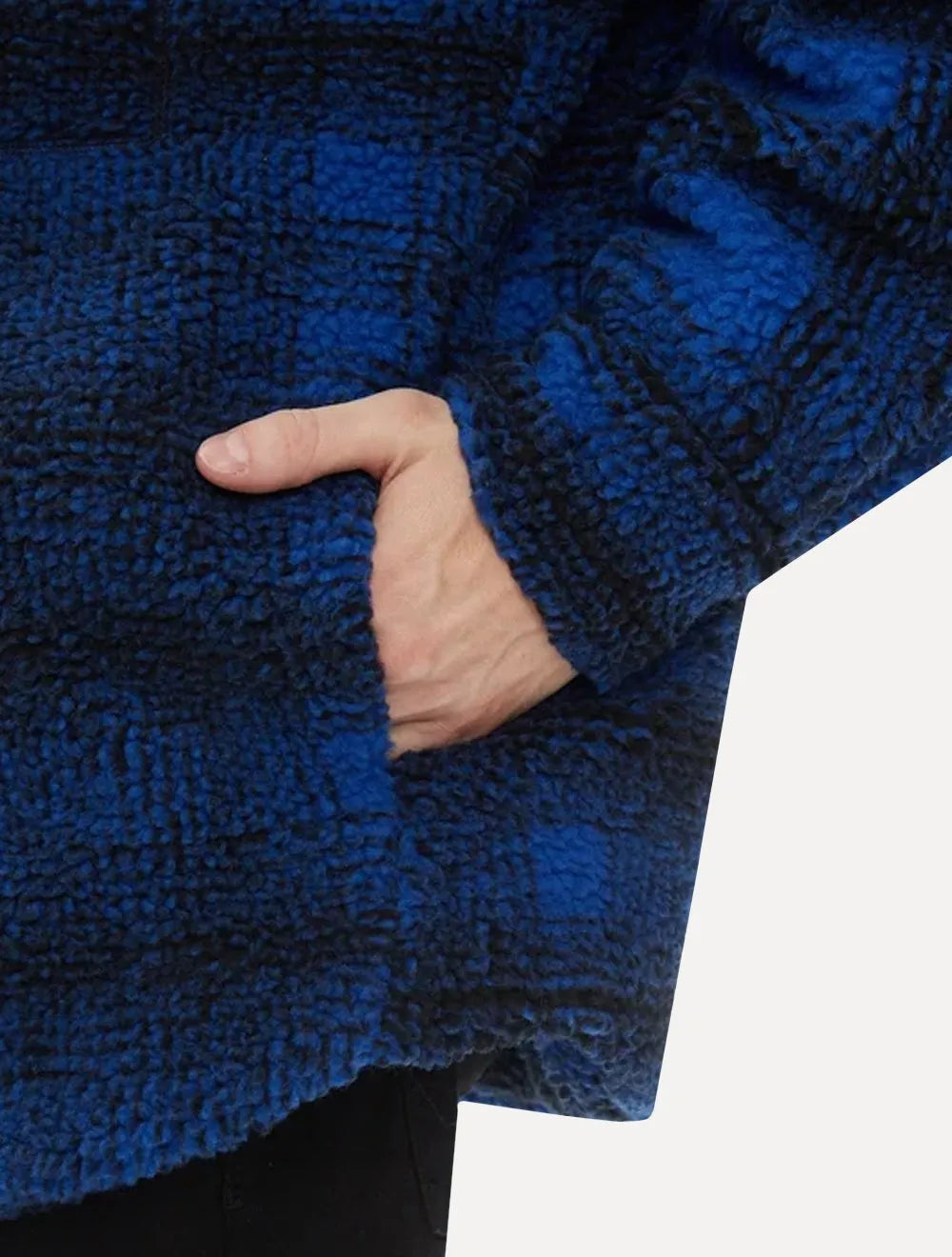 Jaqueta Calvin Klein Jeans Sherpa Overshirt Xadrez Azul Escuro