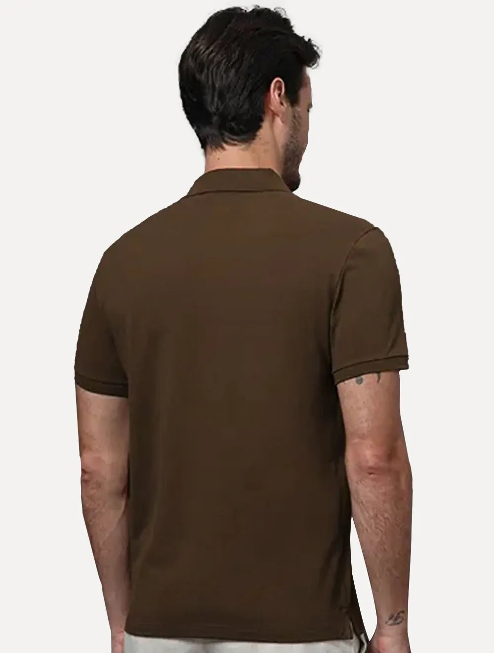 Polo Calvin Klein Masculina Piquet Slim Fit Sem Friso Marrom