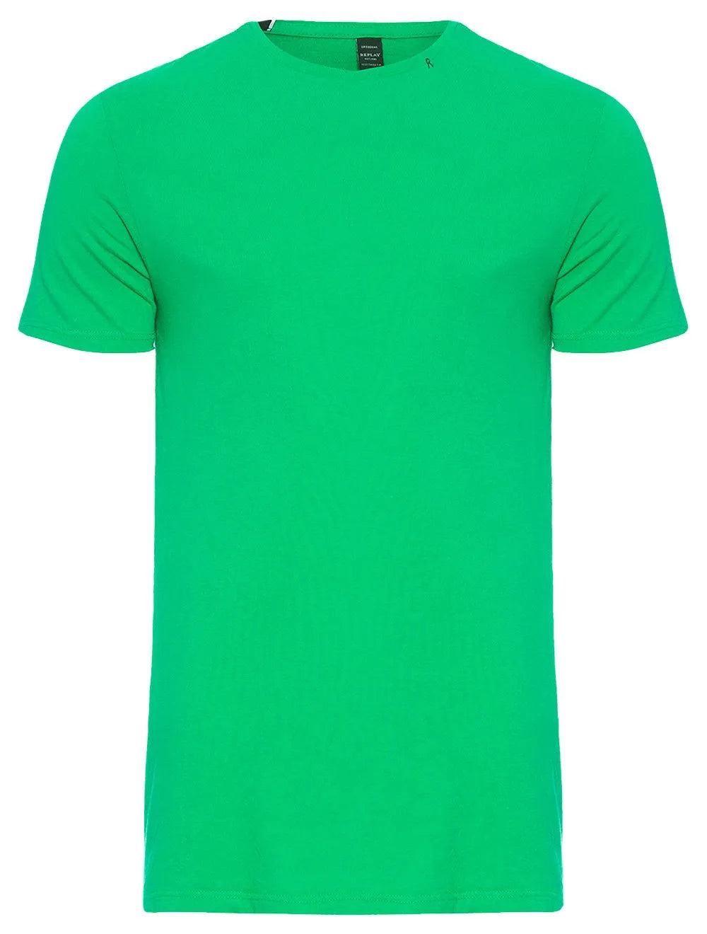 Camiseta Replay Masculina Basic Crewneck Logo Verde