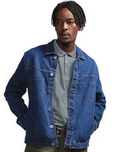 Jaqueta Dudalina Jeans Masculina Trucker Color Azul Médio