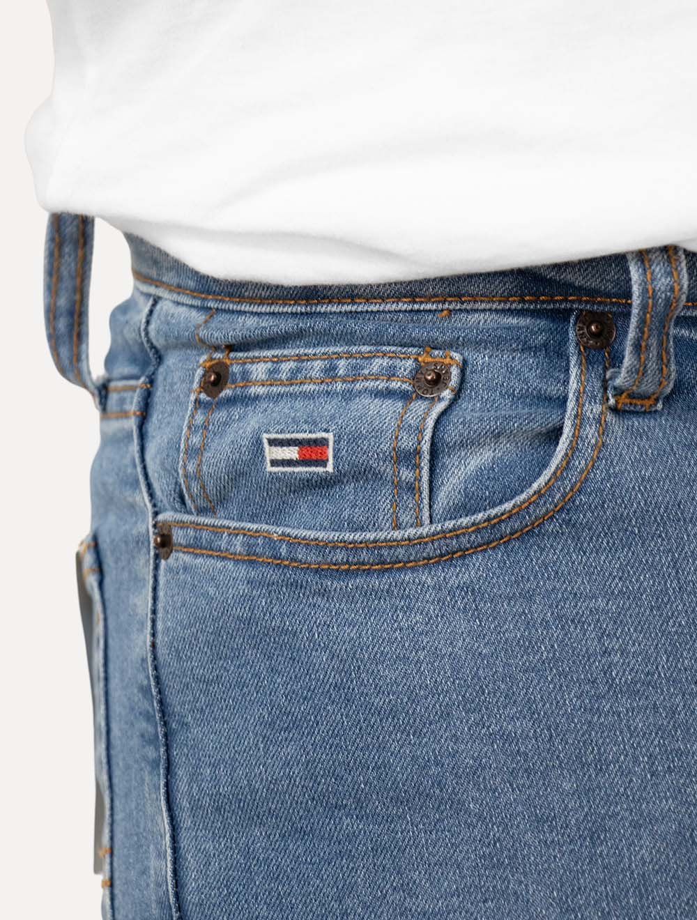 Calça Tommy Jeans Masculina Skinny Simon Flag Azul