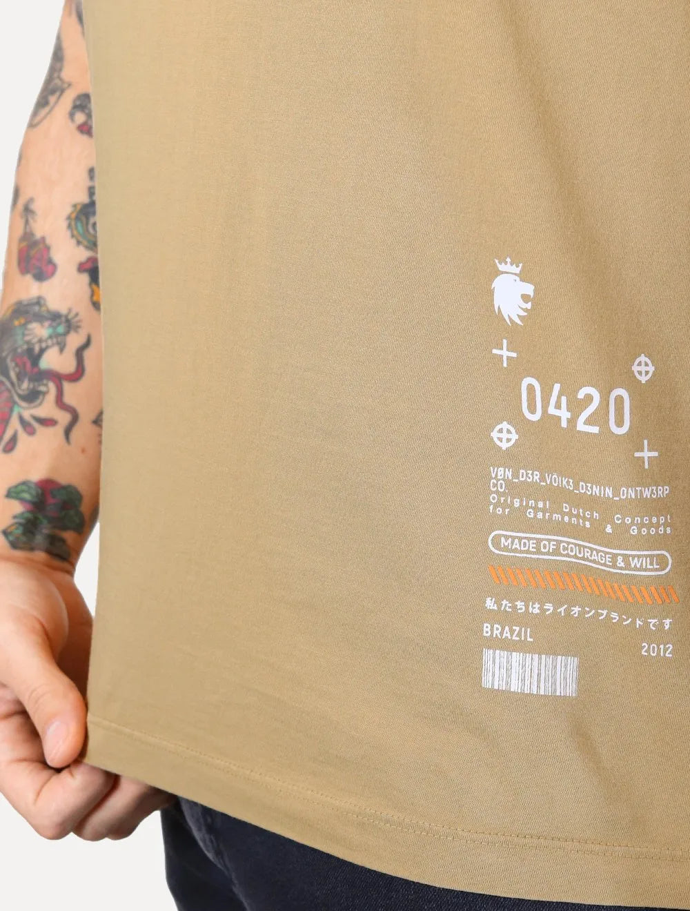Camiseta Von der Volke Masculina Origineel Side Bottom Code Caqui