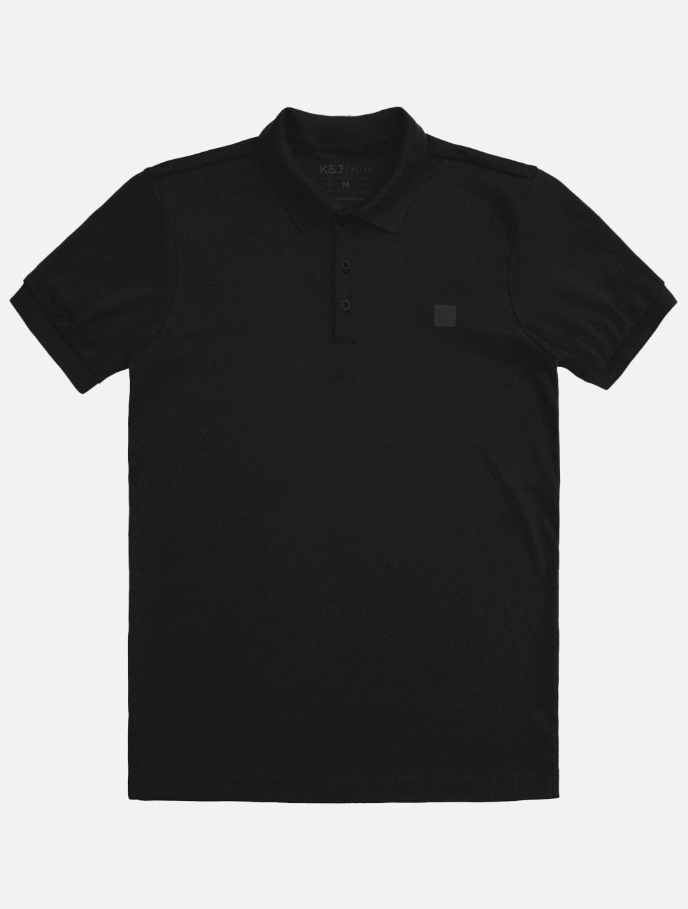 Polo K&J Black Masculina Premium Flex Slim Preta