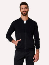 Casaco Dudalina Masculino Tricot Bomber Raglan Textura Preto