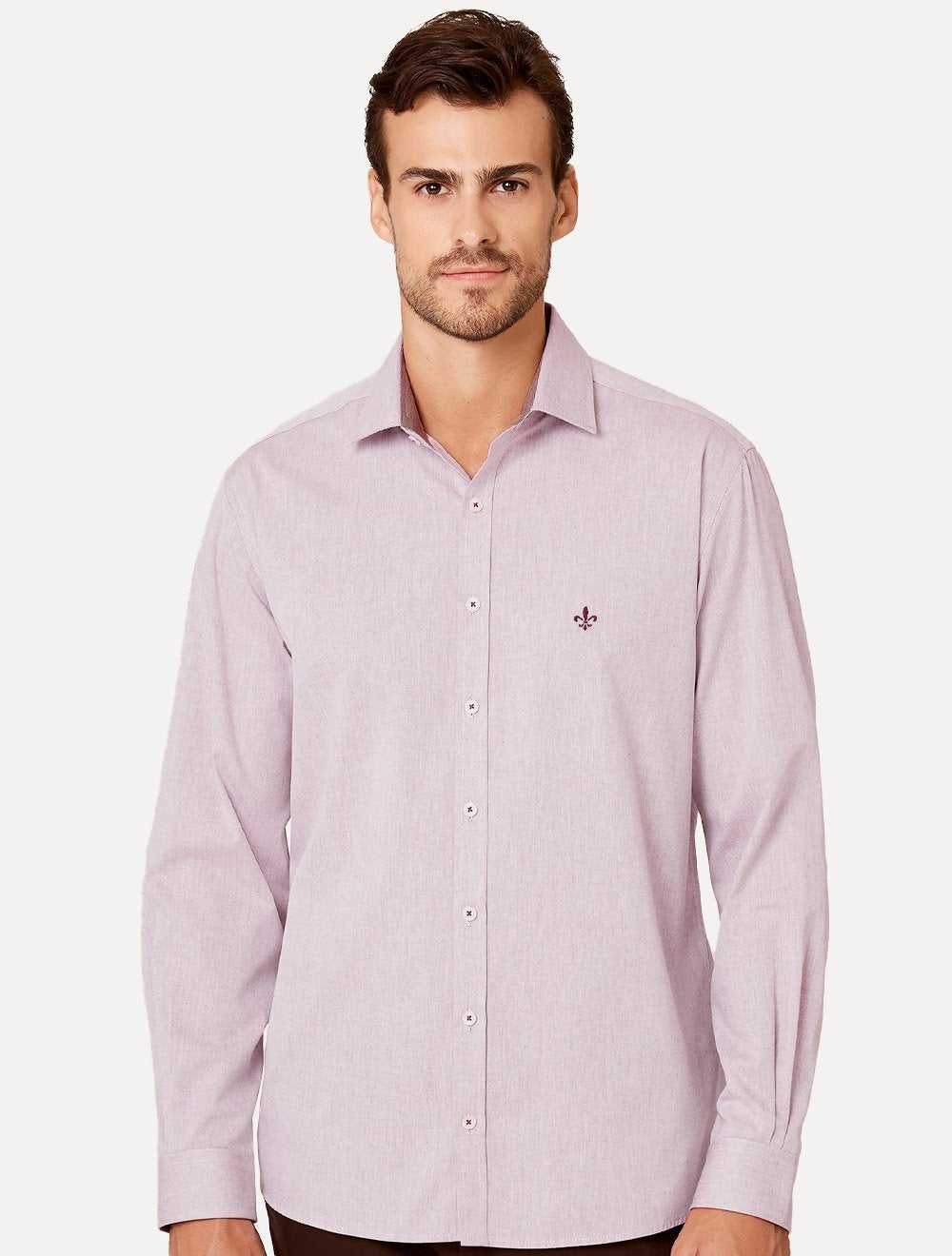 Camisa Dudalina Masculina Comfort Superfine Cotton Melange Vinho Claro