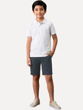 Bermuda Calvin Klein Infantil Color Chino Barra Virada Azul Marinho