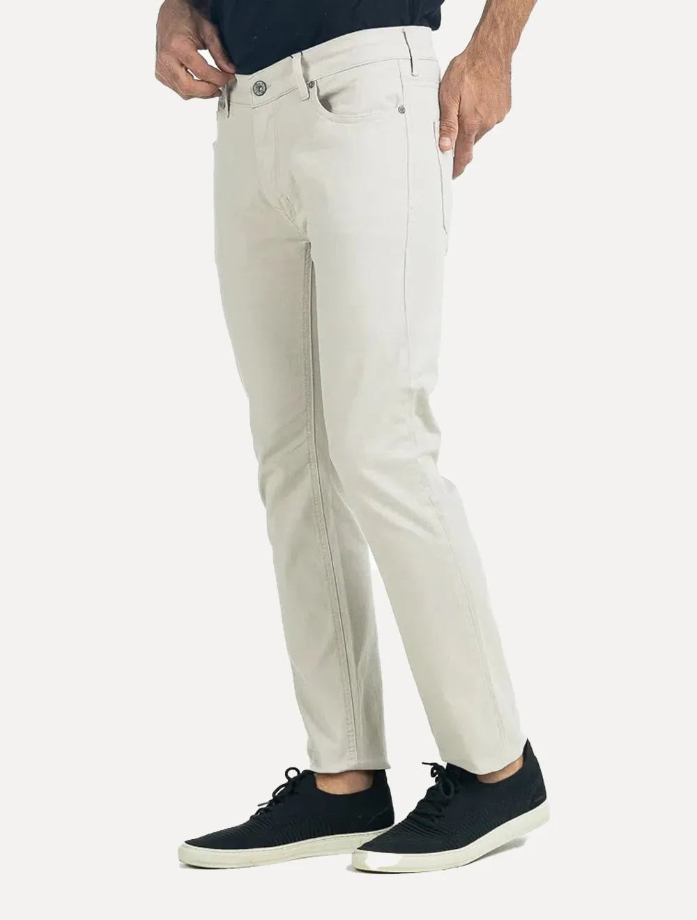 Calça King & Joe Sarja Masculina Slim Grey Tag Areia