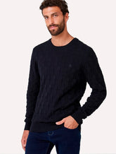 Tricot Dudalina Masculino Textura Quadrile Preto