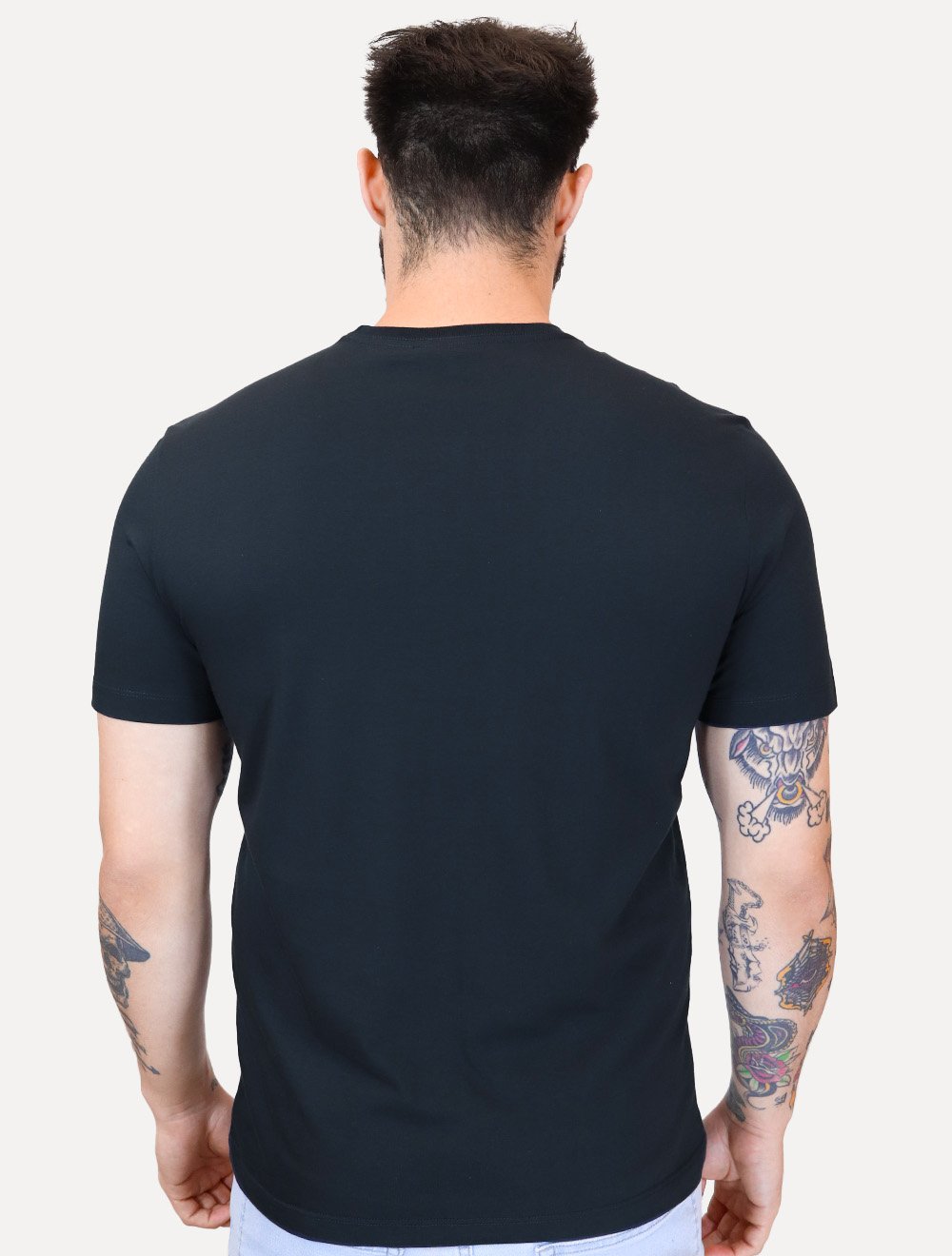 Camiseta Calvin Klein Jeans Masculina Egyptian Cotton CK Rubber Badge Azul Marinho