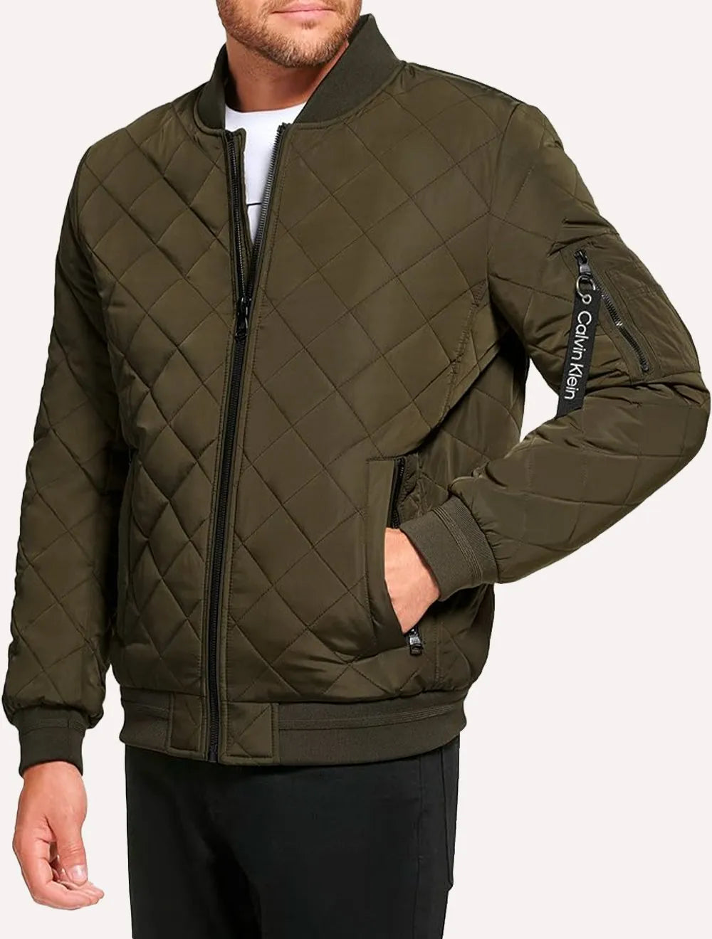 Jaqueta Calvin Klein Jeans Bomber CK Zip Verde Oliva