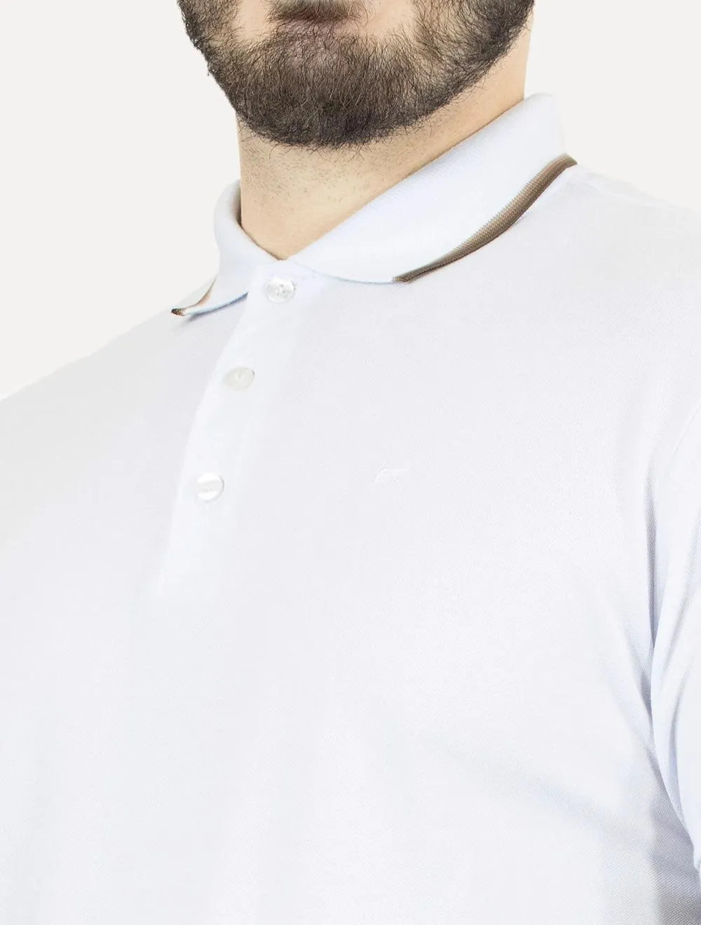 Polo Ellus Masculina Piquet Classic Easa Friso Brown Branca