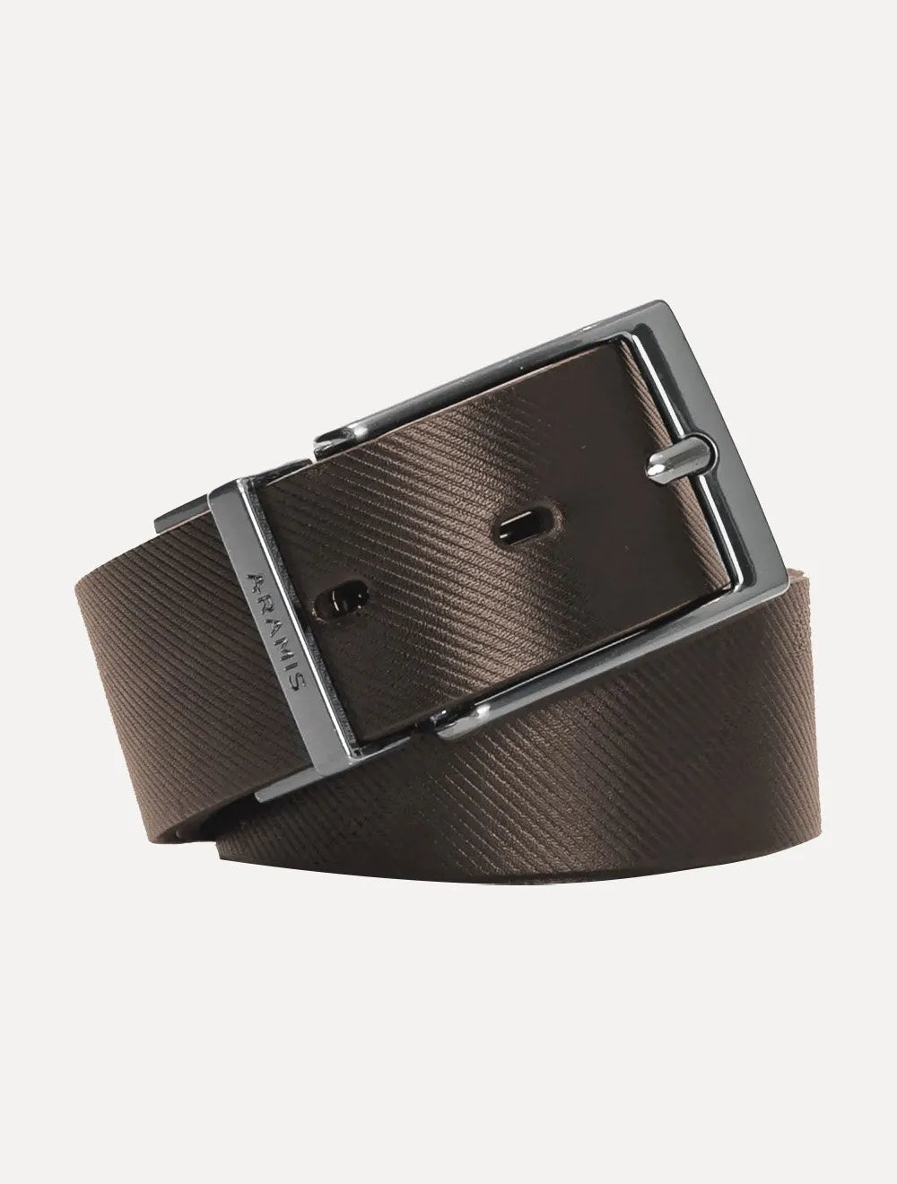 Cinto Aramis Masculino Couro Duplaface Saffiano Café/Preto