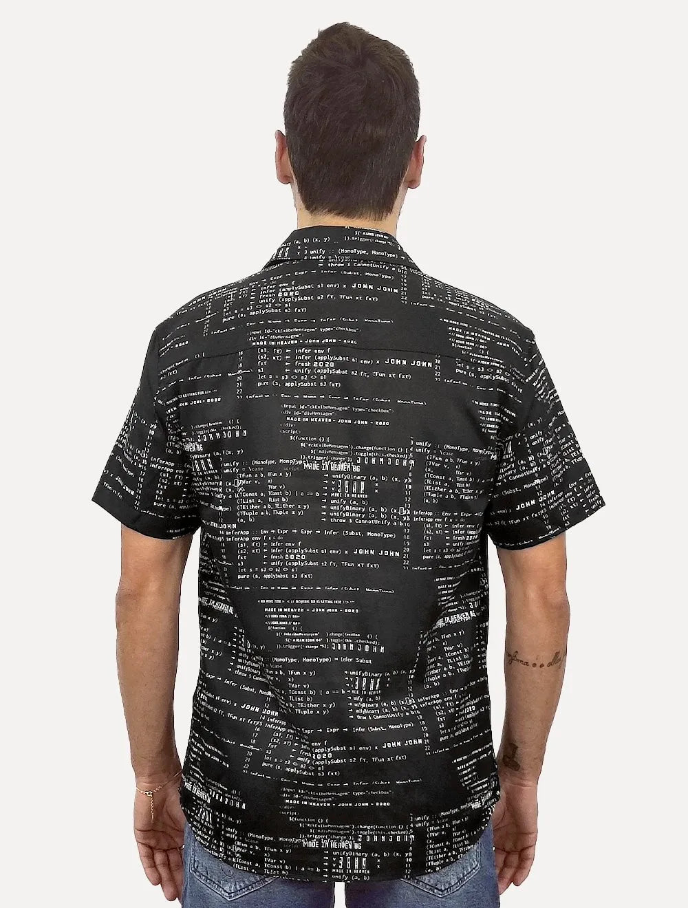 Camisa John John Masculina Manga Curta Heaven String Preta