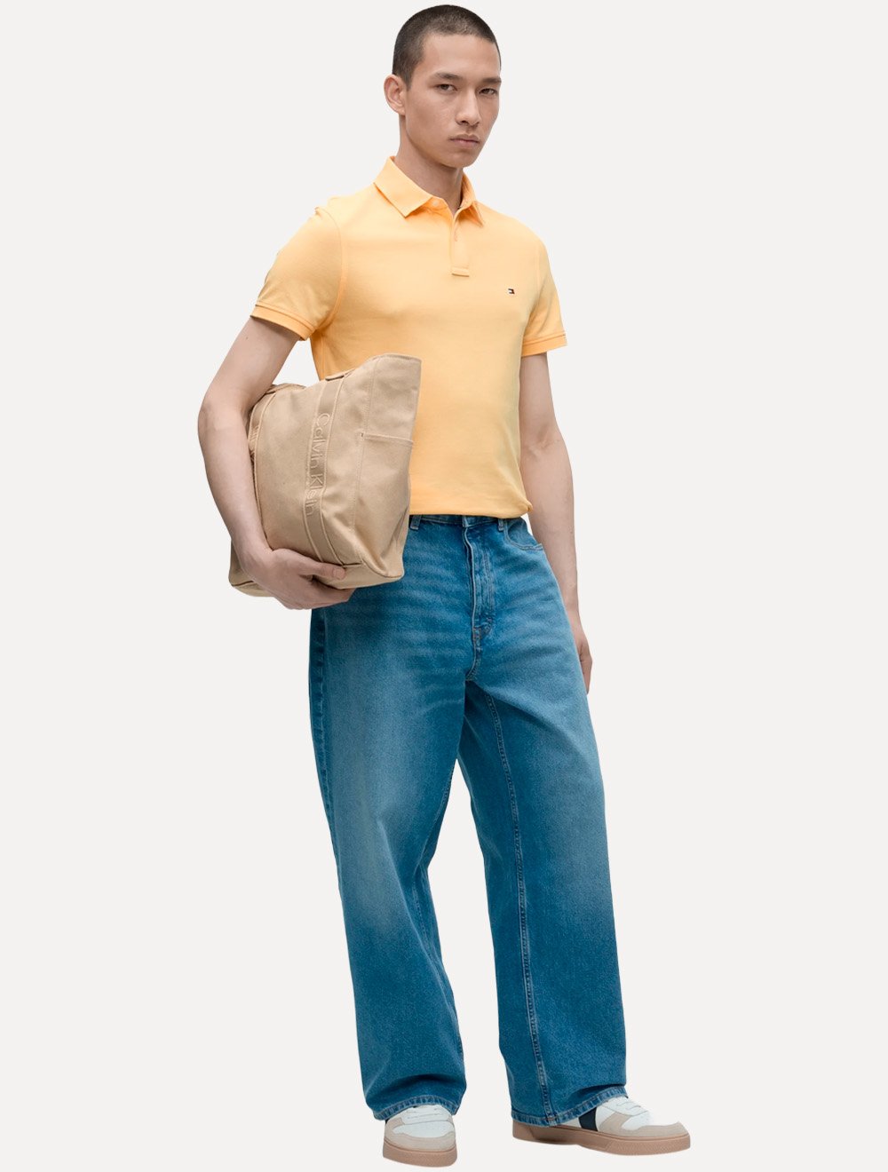 Polo Tommy Hilfiger Masculina Regular Piquet 1985 Amarelo Claro