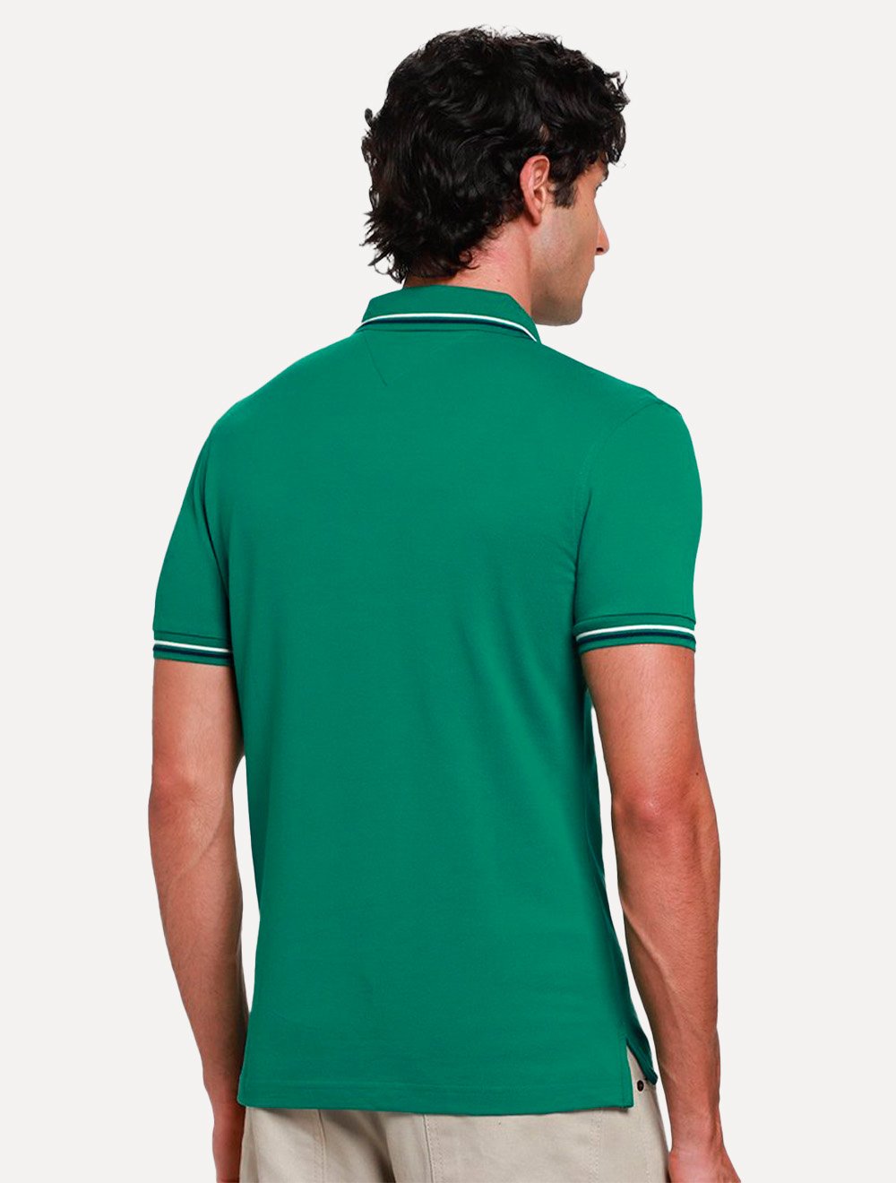 Camisa Polo Tommy Hilfiger Masculina Slim Malha Liquid Cotton Tipped Seasonal Verde