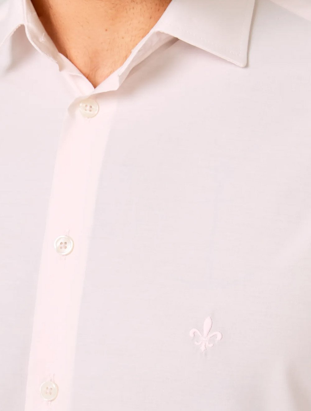 Camisa Dudalina Masculina Slim Tricoline Lisa Rosa Claro