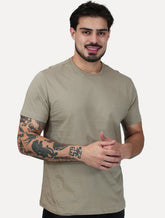 Camiseta Aramis Masculina Basic Lisa Mono Icon Cáqui Médio