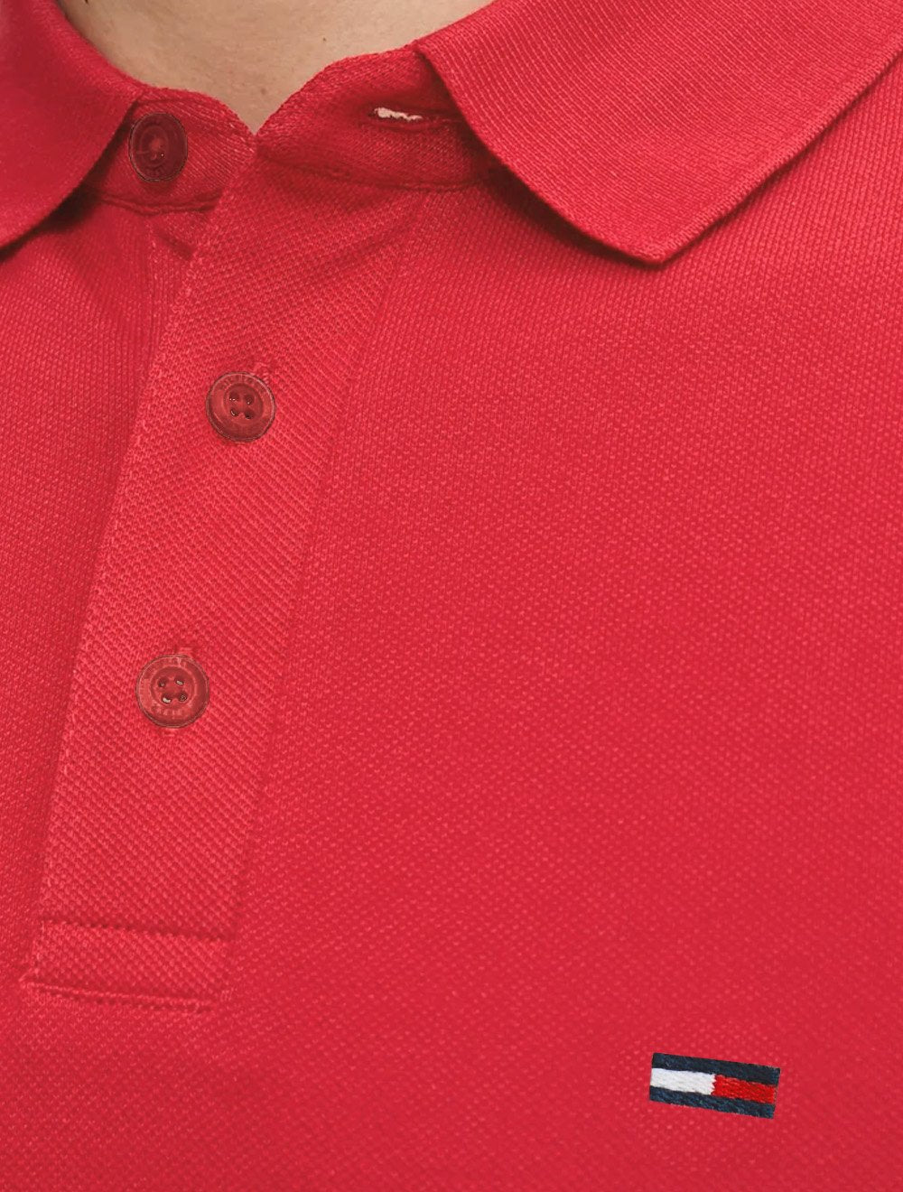 Polo Tommy Hilfiger Masculina Piquet Regular Placket Vermelha