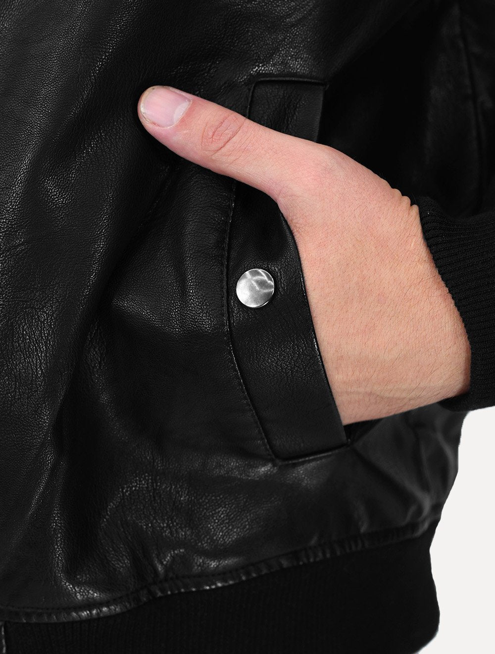 Jaqueta Dixen PU Bomber Capuz Zíper Frontal Preto