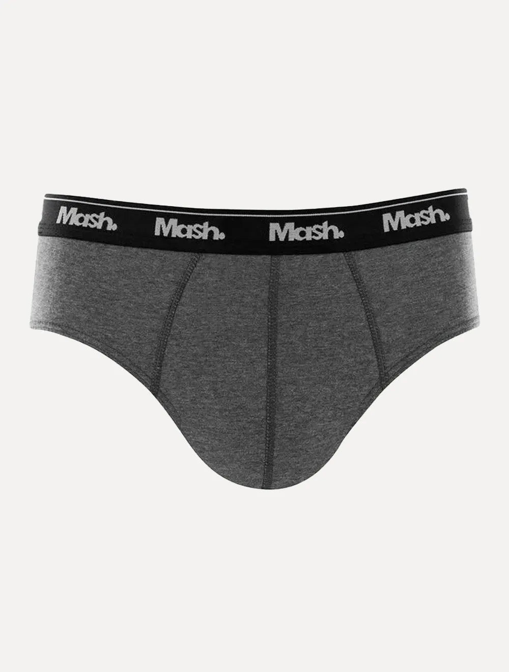 Cueca Mash Slip Cotton Basic Dark Logo Grafite Mescla