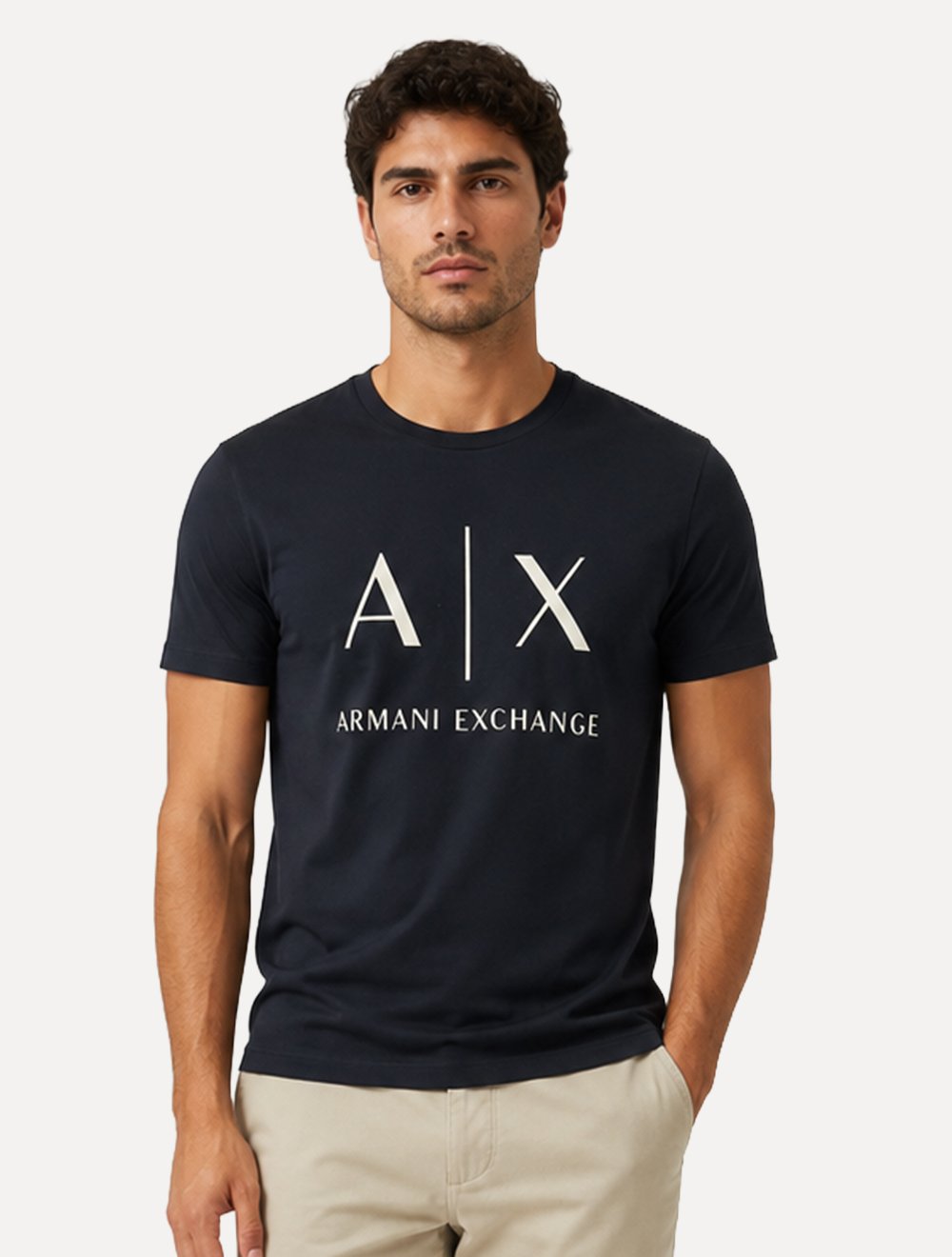 Camiseta Armani Exchange Masculina Slim Fit Big Logo Azul Marinho