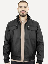 Jaqueta Ellus Masculina Vegan Leather Bomber Zip Preta