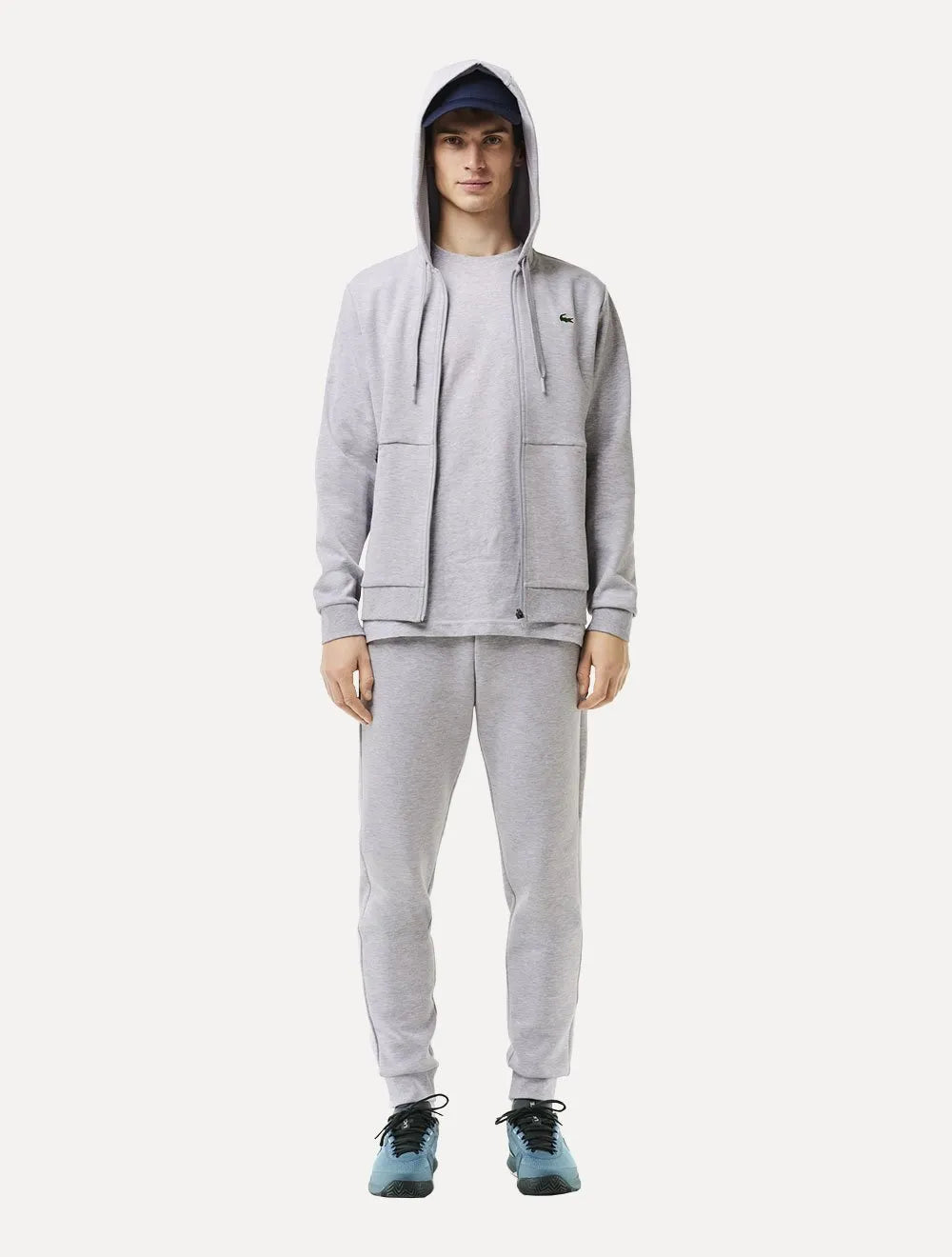 Moletom Lacoste Masculino Sport Mesh Panels Hoodie Cinza Mescla