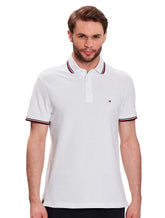 Polo Tommy Hilfiger Masculina Slim Piquet 1985 Tipped Slim Branca