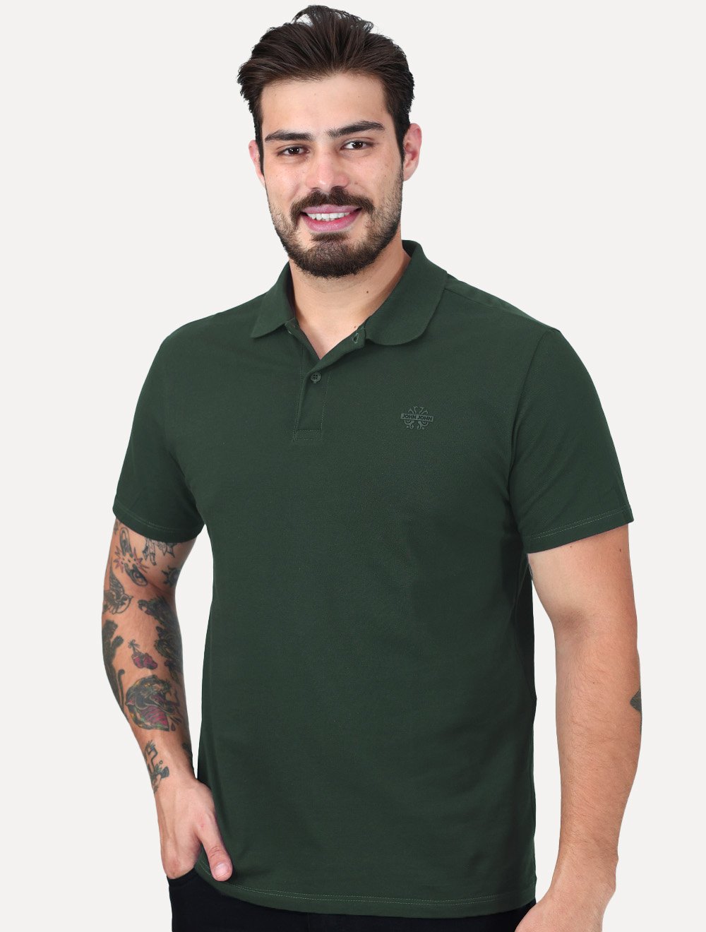 Polo John John Masculina Light Transfer Verde Escuro