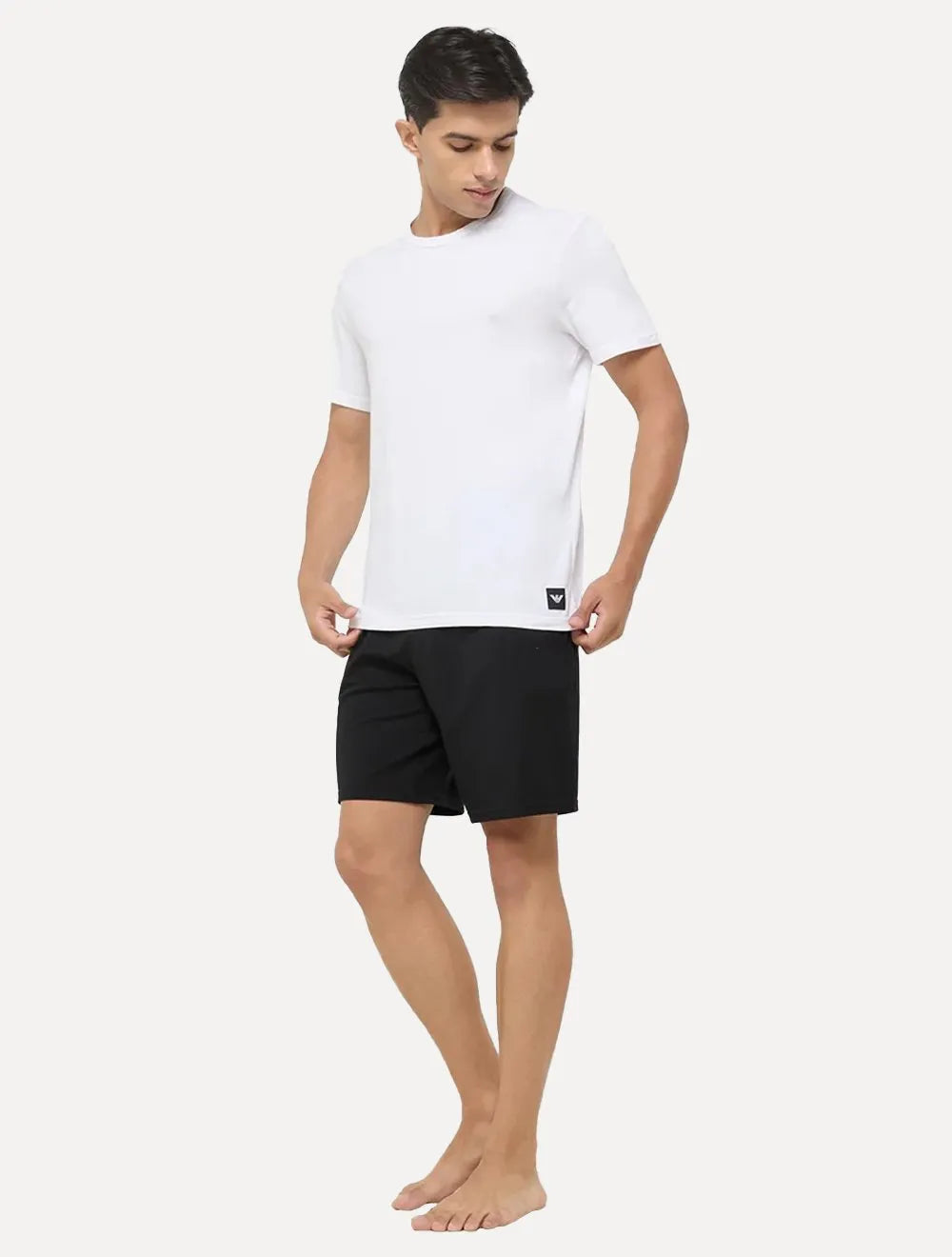 Kit Camisetas Empório Armani Masculina C-Neck Preta e Branca