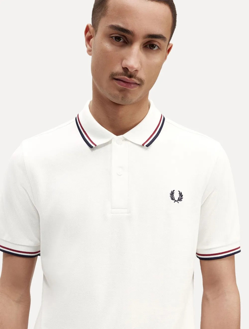 Polo Fred Perry Masculina Piquet Regular Red Navy Twin Tipped Off-White