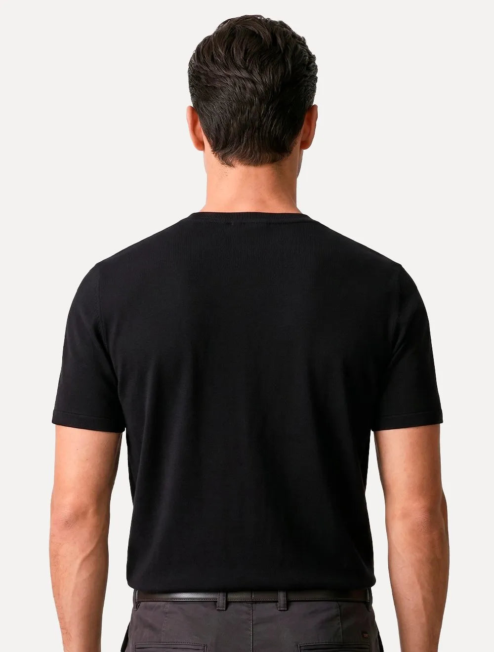 Camiseta Dudalina Regular Fit Listras Relevo Preta